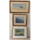 Barry K. Barnes - Three aviation themed watercolours: 'Cotswold Kangaroos' 2001; 'With Naval Wings';