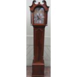 Small Georgian style grand mother clock with broken arch dial and swan neck pediment with eight day,