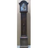 An Edwardian/1920's grandmother clock, the oak case with applied split mouldings and arched hood