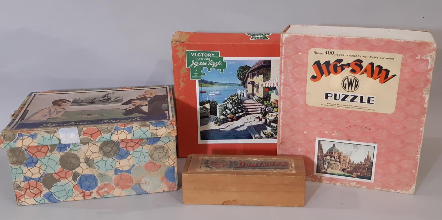 3 vintage plywood jigsaw puzzles including a 1930's Chad Valley Cunard promotional puzzle 'Liner and