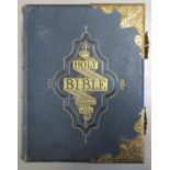 The Illustrated National Family Bible with commentary by Scott & Henry, black leather bindings