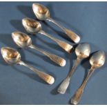 Six Georgian silver teaspoons, Newcastle 1824, maker Reid & Son, 2.9oz approx