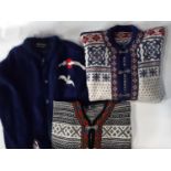 3 Norwegian ladies cardigans including traditional woollen knits by Voss and Dale of Norway (both