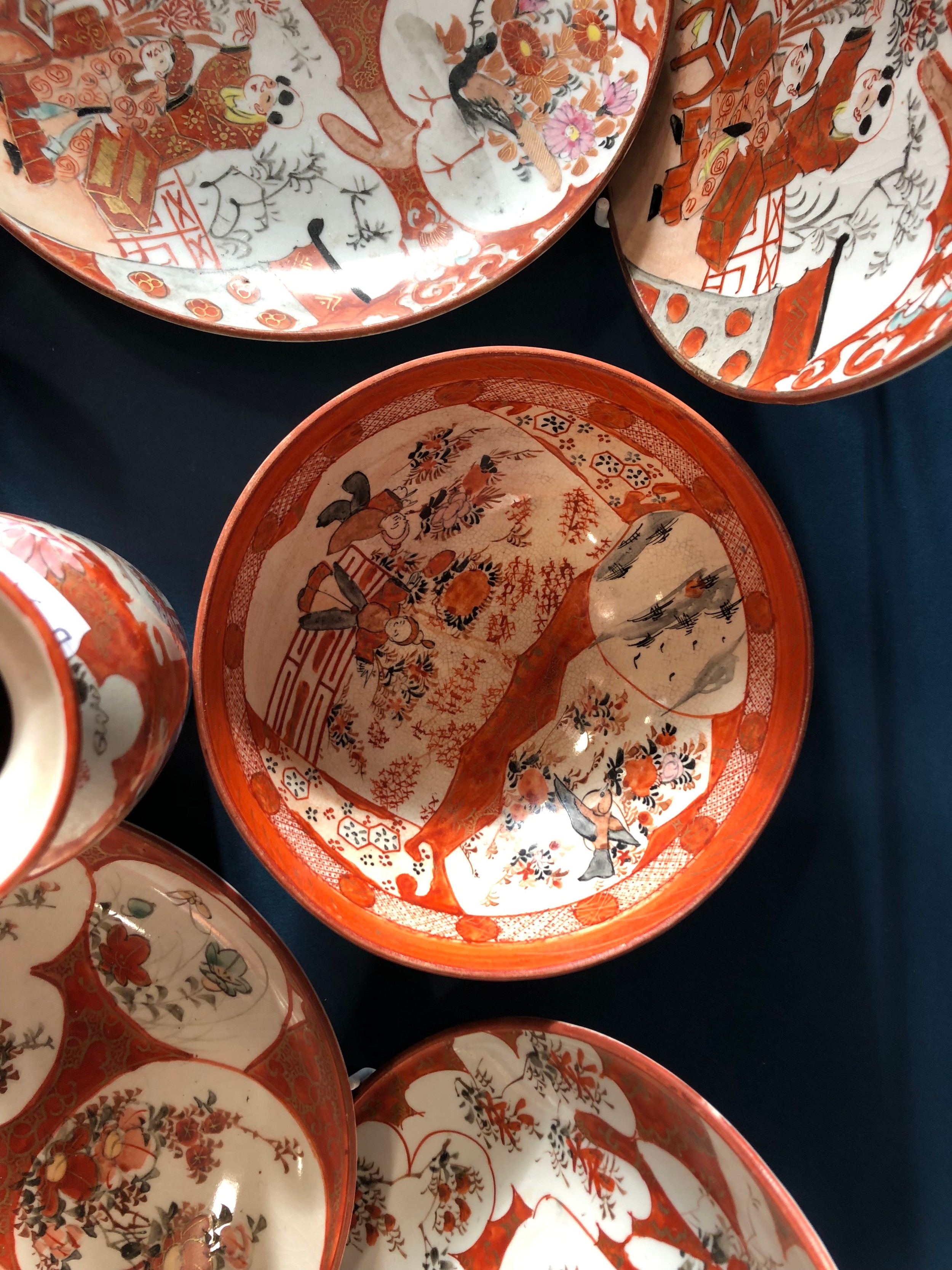 A collection of late 19th century and later Japanese kutani porcelains comprising four dishes, three - Image 4 of 6