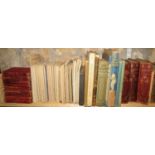 A quantity of 19th century leather bound works of the poets, vintage children's books, ordnance