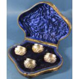 Four cased silver gilt condiments, Birmingham 1901, maker Hilliard & Thomason, 3.4oz approx