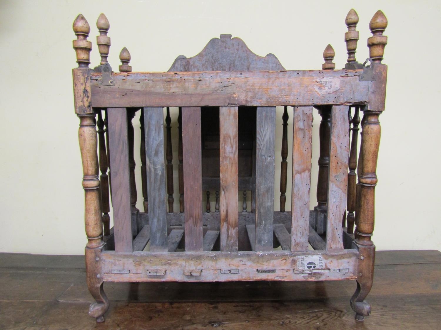 A late 18th century walnut food or dole cupboard, the central door with sturdy hinge and lock plate, - Image 9 of 9