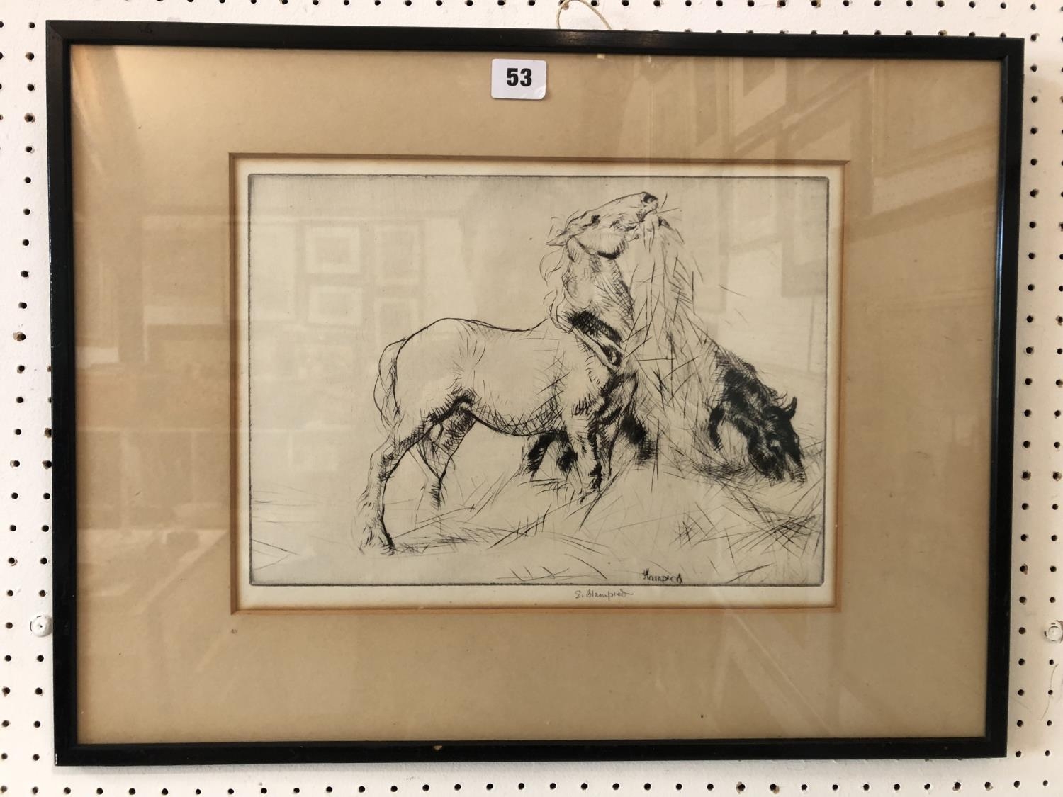 Edmund Blampied (1886-1966) - 'Horse Eating Hay', 1923, drypoint etching, signed in pencil below, 24