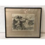 Edmund Blampied (1886-1966) - 'Lumbermen', 1923, drypoint etching, signed in pencil below, 22.5 x 30