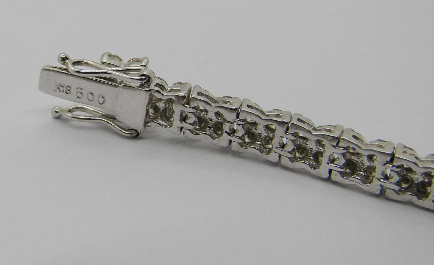 18k white gold diamond line bracelet, 5ct total approx, 17.3cm L approx, 13.3g - Image 2 of 4