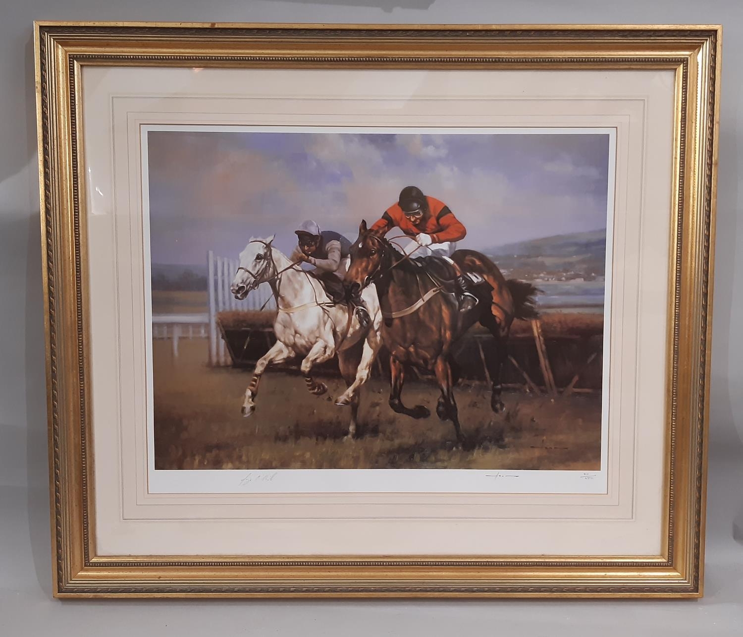 Graeme Isom - Dawn Run's 1984 Champion hurdle, limited edition print (80-500), beating Desert Orchid