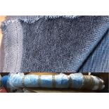 Large roll of unused upholstery velvet 'Mont Blanc', colour is 'Captain' (air-force blue), viscose/