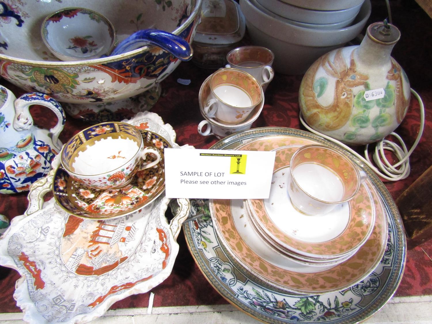 A collection of mainly 19th century china including ironstone plates, large punchbowl and ladle, two - Image 4 of 5