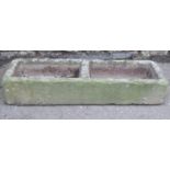 A carved natural stone two divisional rectangular trough 85 cm long x 29 cm wide x 14 cm deep