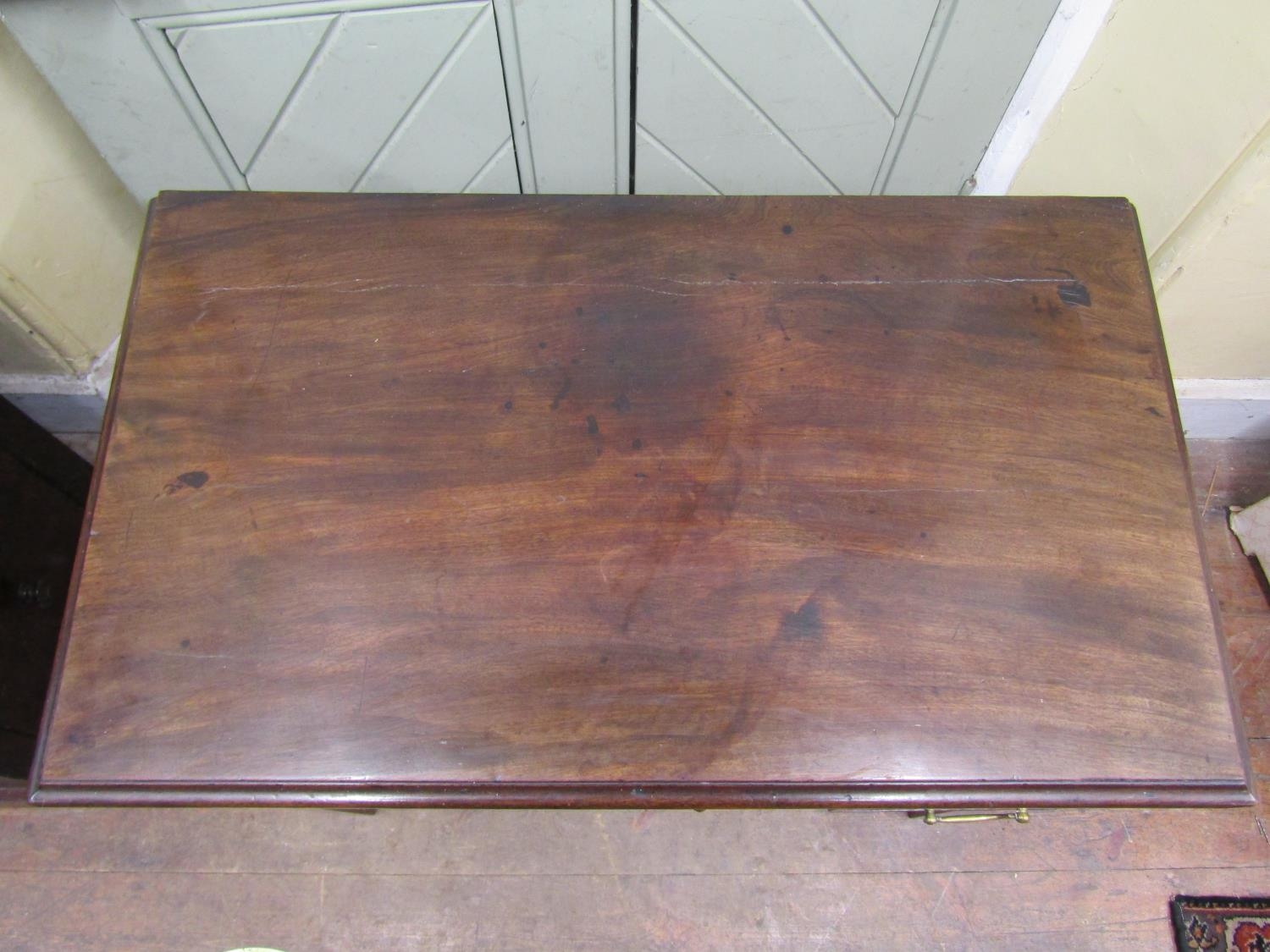 19th century mahogany low boy fitted with three drawers to a central shaped apron and square moulded - Image 2 of 3