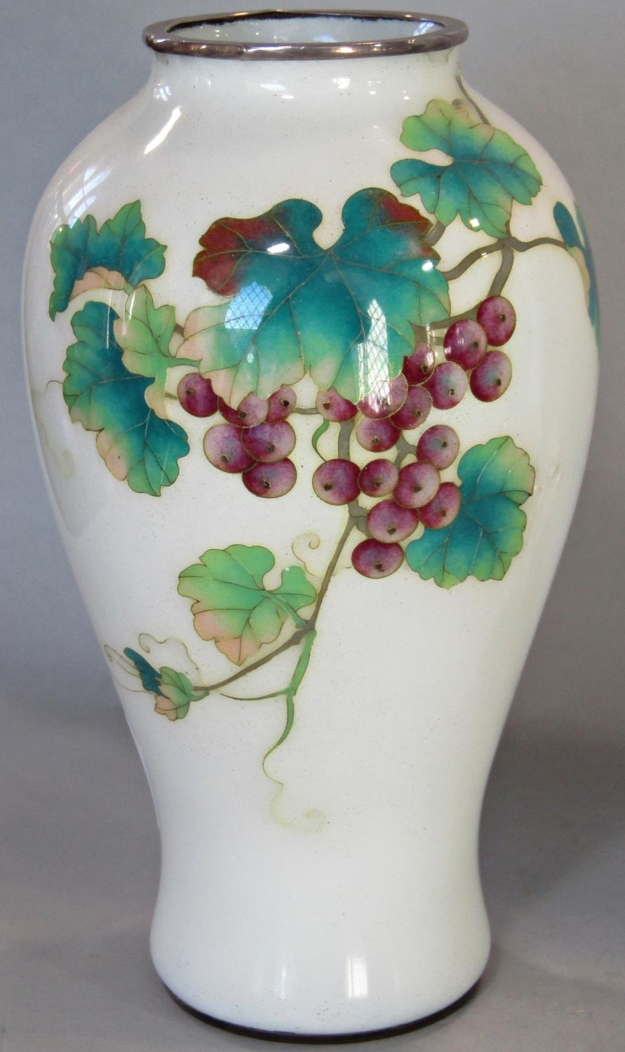 Two cloisonné oviform vases with floral detail - Image 2 of 3