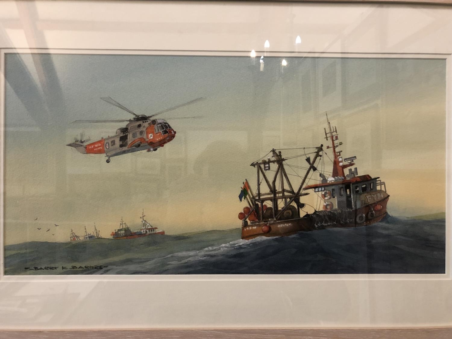 Barry K. Barnes - 'Westland Sea King', watercolour on paper, signed lower left, labelled verso, 25 x - Image 2 of 5