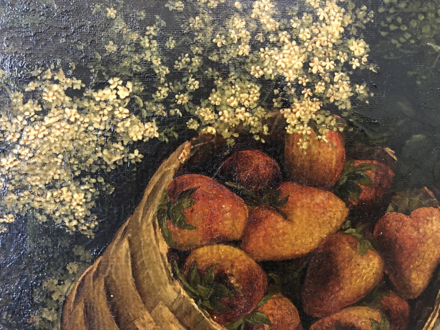 M. Wilson (19th-20th century) - Still Life with Strawberries and Elderflowers, 1890, oil on - Image 4 of 5