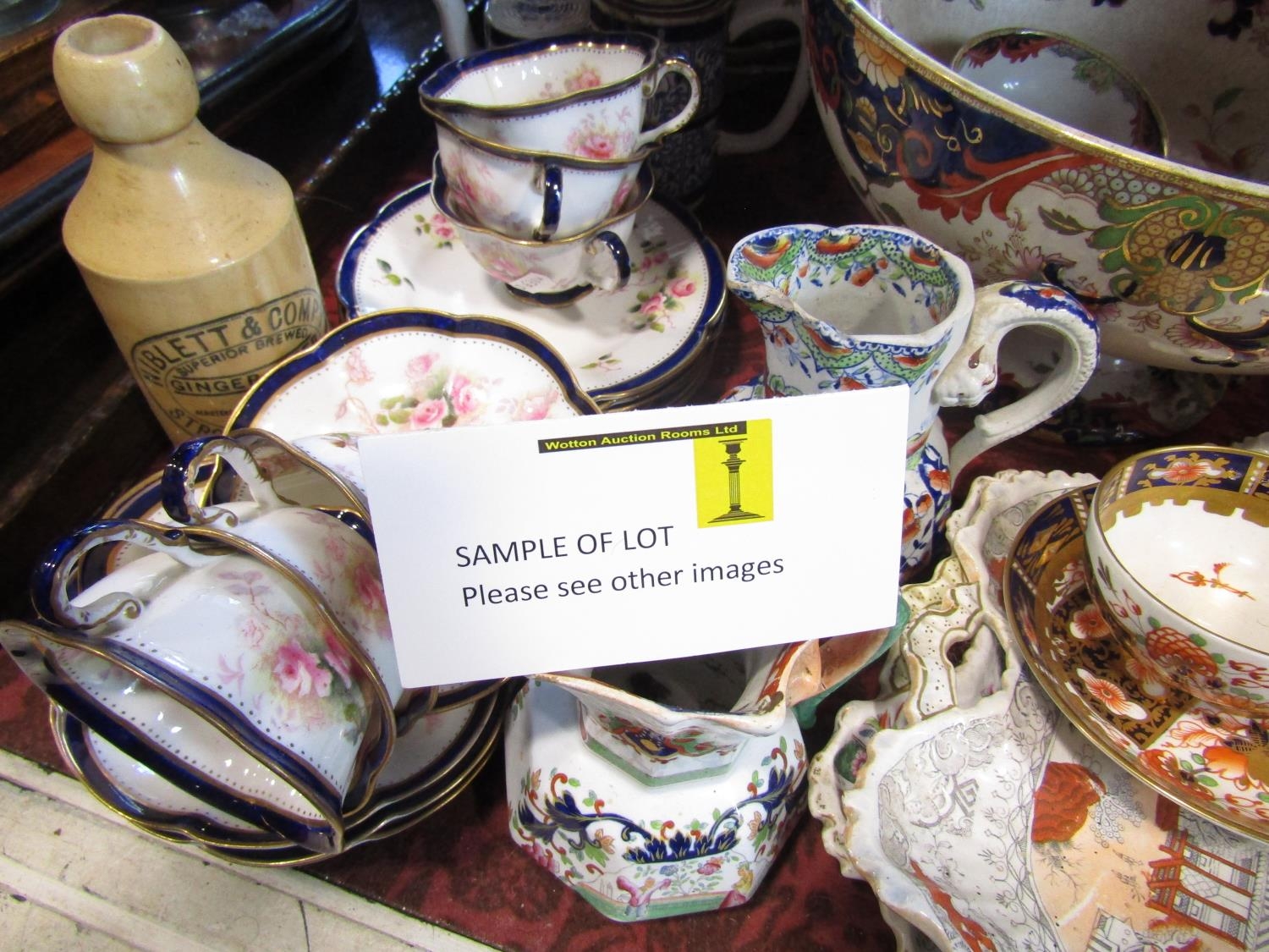 A collection of mainly 19th century china including ironstone plates, large punchbowl and ladle, two - Image 3 of 5