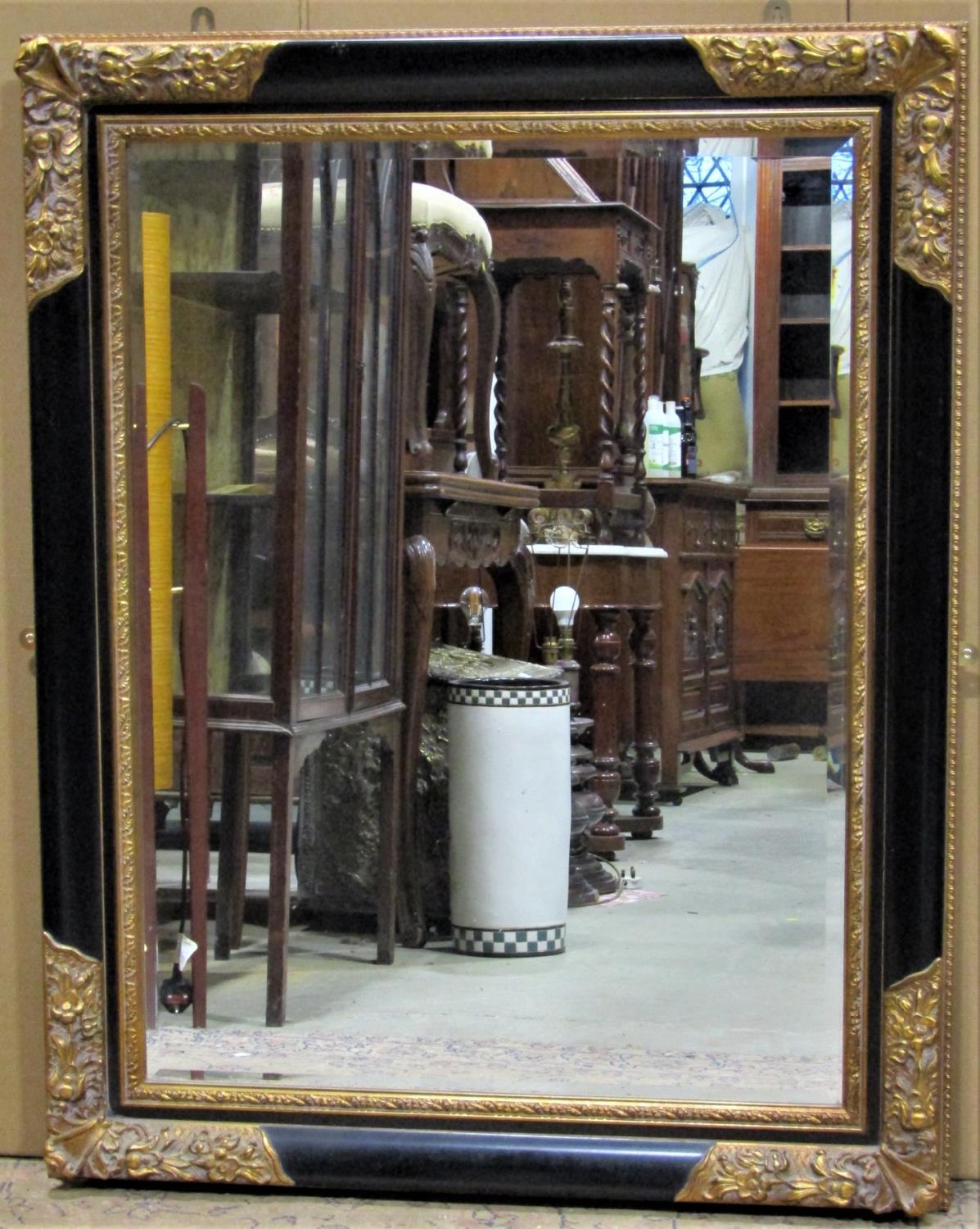 Two contemporary rectangular wall mirrors of varying design, the largest example 122 cm x 97 cm, the - Image 2 of 2