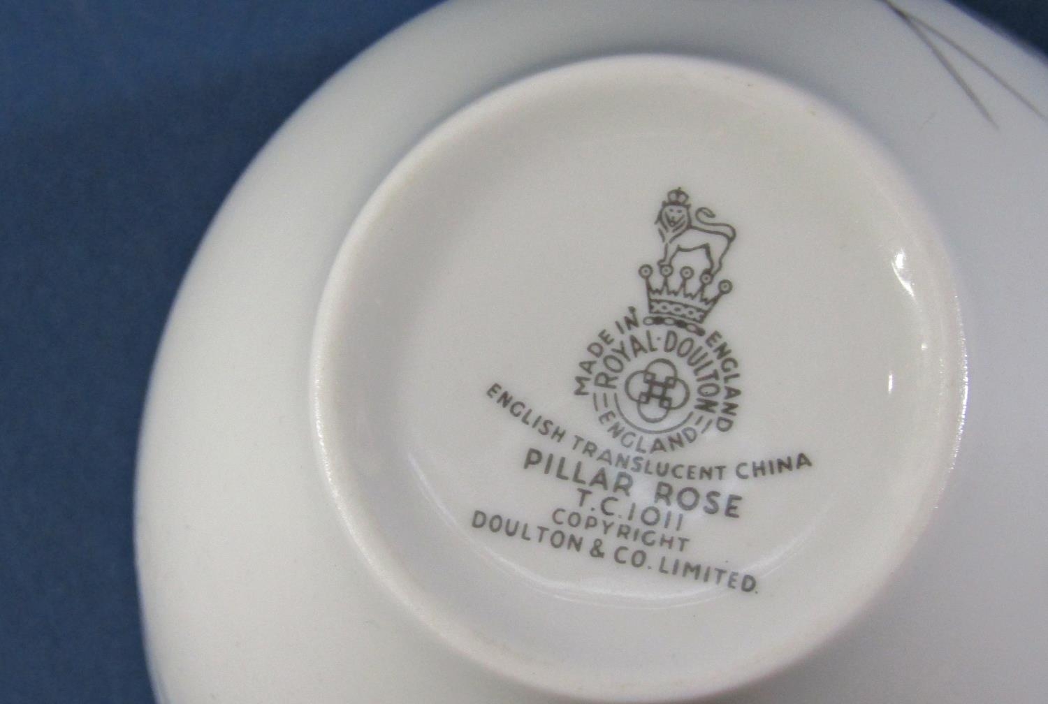 A Royal Doulton Pillar Rose pattern tea service for six - Image 2 of 2