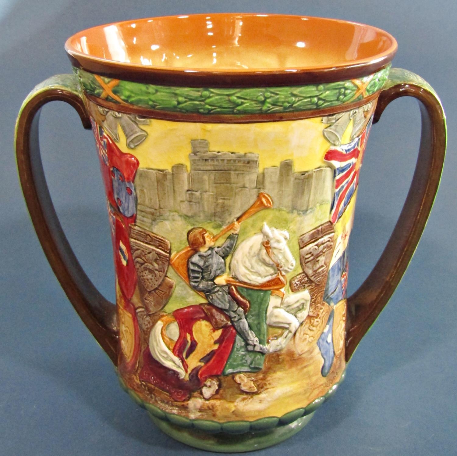 A royal Doulton George V and Elizabeth 1937 Coronation vase with loop handles, limited edition 632/ - Image 5 of 5