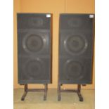 A pair Leak 3000 series hi-fi speakers and low metal stands