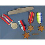 1939-45 Atlantic and Burma Star, 39-45 war medal, Pacific bar with original packaging and a model of