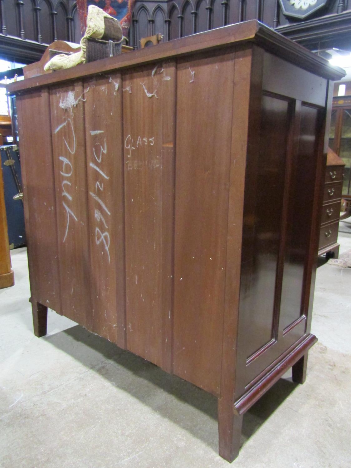 An Edwardian mahogany dressing chest of three long and two short graduated drawers flanked by - Image 3 of 3