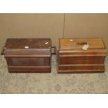 Two vintage portable cased sewing machines, Stoewer & Singer examples with decorative transfer