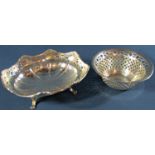 A silver bonbon dish with pierced filigree detail, Birmingham 1923, maker Joseph Gloster Ltd,