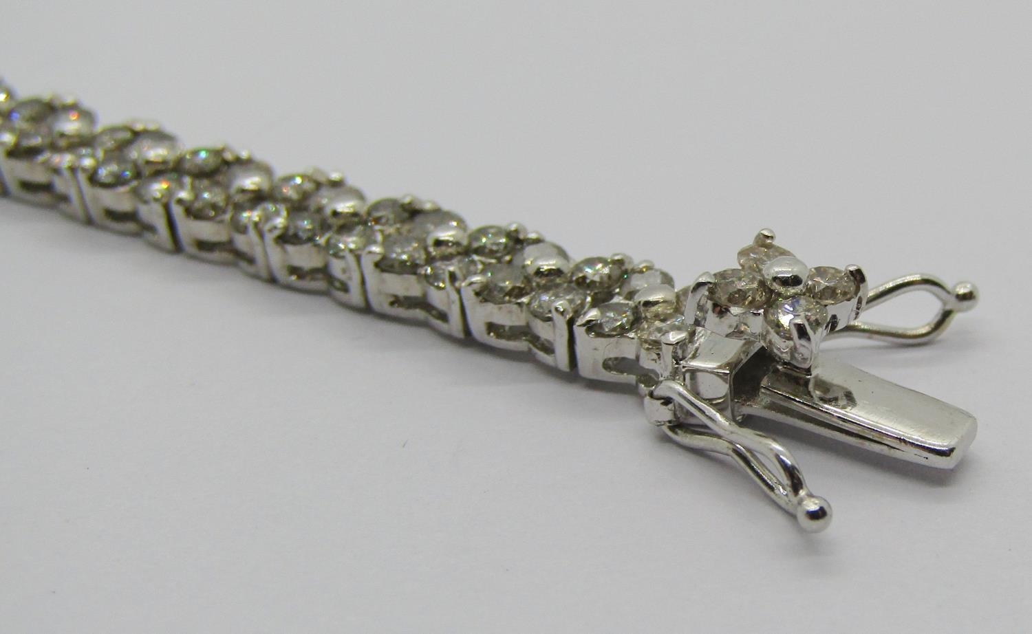 18k white gold diamond line bracelet, 5ct total approx, 17.3cm L approx, 13.3g - Image 3 of 4