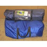 A four person tent together with a holdall containing a sleeping bag, bed roll, etc
