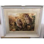 Arthur Spencer Roberts (1920-1997) - Barn Owls, colour print, signed and blindstamped below, 42 x 60