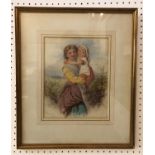 D. Hardy (19th century) - Woman and Child, 1868, watercolour and pencil on paper, attributions to