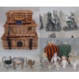 Mixed lot including 10 china half dolls (circa 1920's), white ceramic dolls house furniture plus
