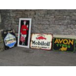 Automobilia interest - Four vintage style hand painted on white board signs of varying size