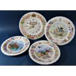 A collection of Wedgwood Foxwood Tales wall plates, together with a Foxwood Tales wall clock with