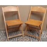 A set of six vintage folding beech and plywood chairs