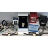 Mixed collection of watches to include a boxed red Ice-Watch, boxed Seiko, three Sekonda examples,