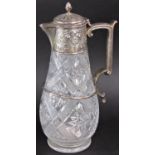 A late Victorian Elkington & Co silver mounted cut glass claret jug, Birmingham 1899, (AF)