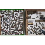 Collection of early lead painted toy soldiers, most by Britians, together with Dinky vehicles and