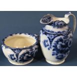 A large Masons blue and white bowl with chinoiserie printed detail, 40cm diameter, together with a