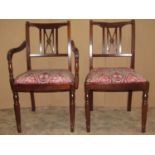 A set of six (4+2) reproduction regency style dining chairs with drop in upholstered seats