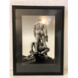 Framed black and white photograph of Hercules and Cacus, 106 x 78 cm, including frame