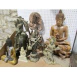 A collection of seven Hindu gods and two Buddhist gods