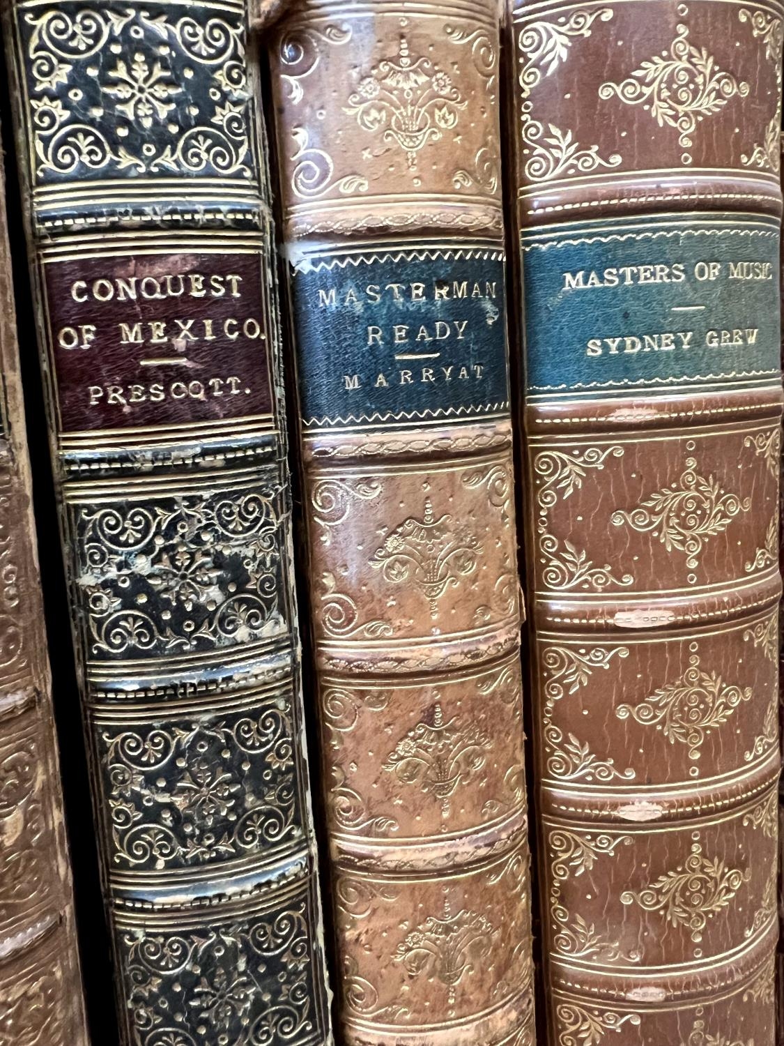 Antiquarian bindings including The Conquest of Mexico, Master Man Ready, Masters of Music, etc (14 - Image 2 of 3