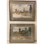 JOHN STANTON WARD R.A. (1917-2007) - 'Two Views of the Palace of Westminster', limited edition