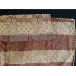 Large irregular shaped single heavy curtain in soft brown/ gold chenille with attractive reverse