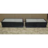 A pair of good quality contemporary Artemis Design rectangular box ceiling lights with repeating